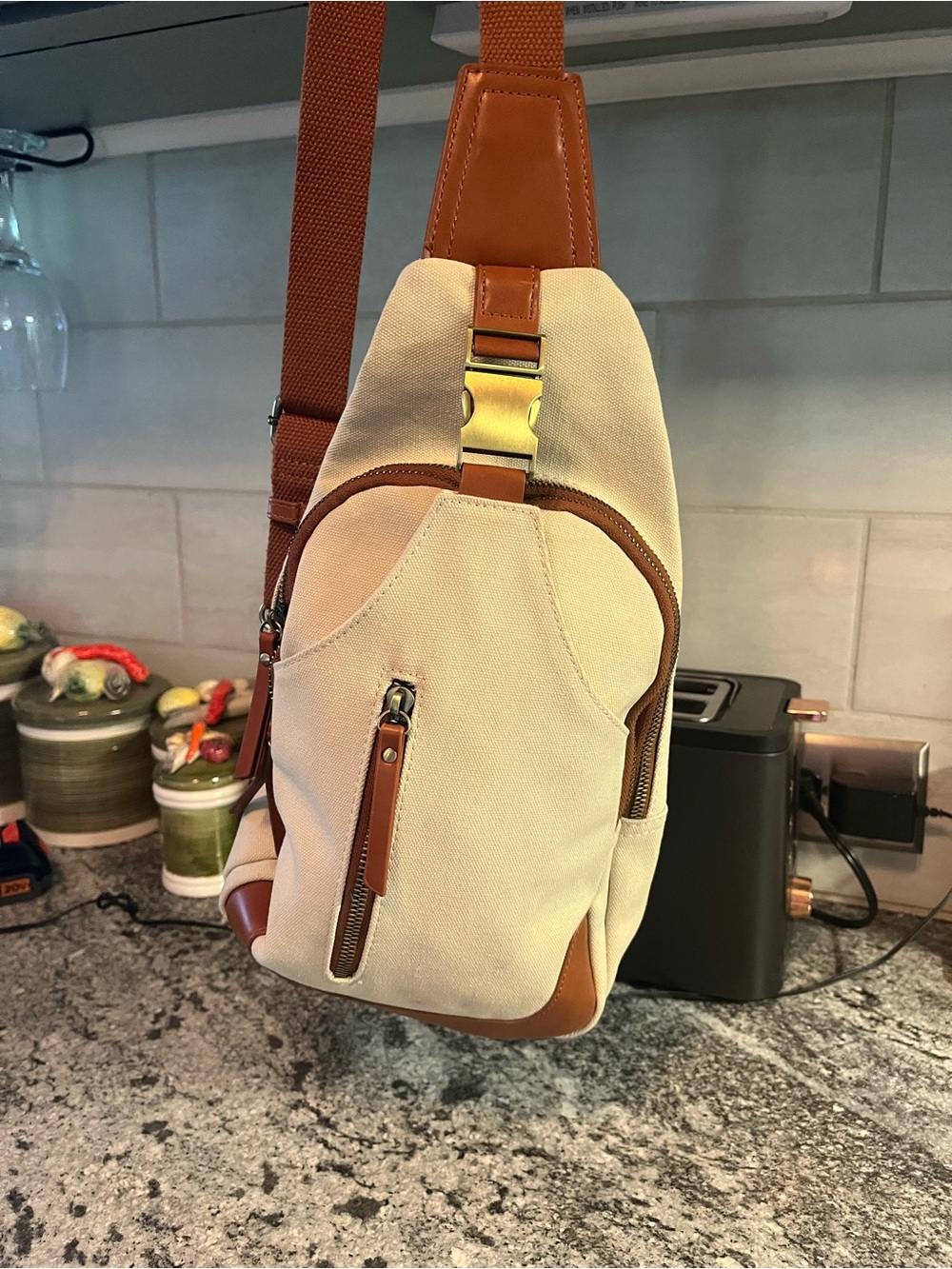 Antik Kraft Almond Convertible Crossbody Shoulder Bag/Backpack Adjustable Strap